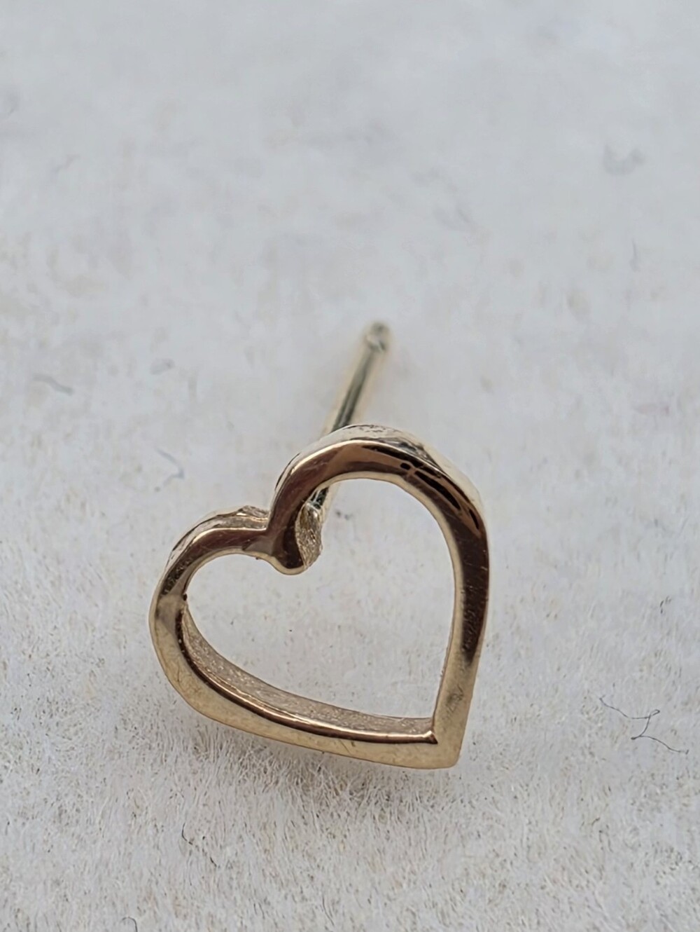 14K Solid Gold Open Heart Stud Earring • Single Earring • 0.15 g